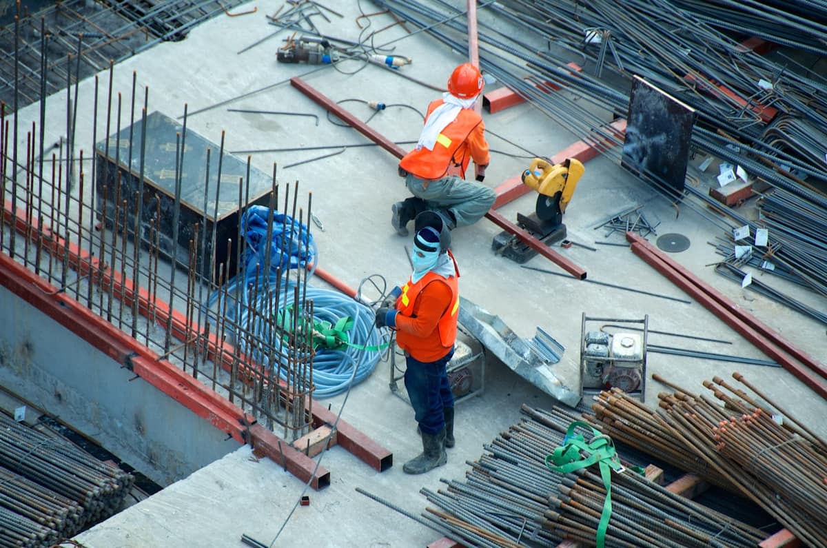 Industrial scaffolding on a large construction structure